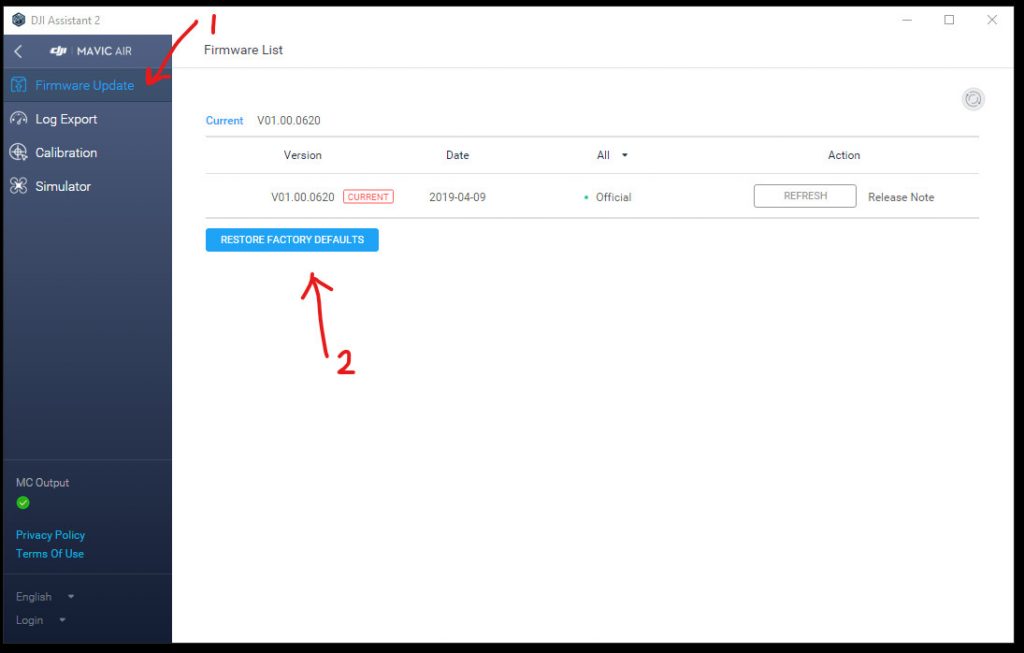 How to reset a drone
